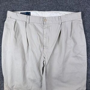 Vintage Polo Ralph Lauren Ethan Pants Mens 38x32 Beige Pleated Chino Trouser